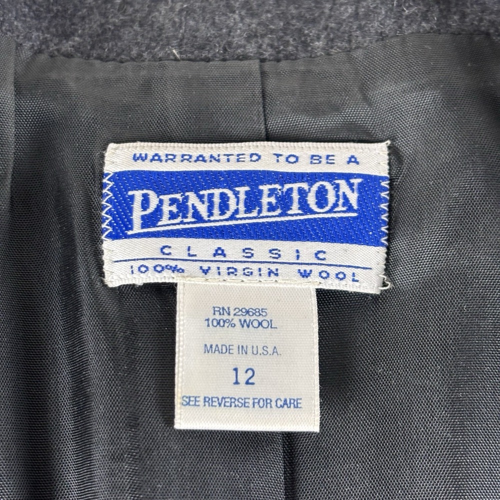 VTG Pendleton Women's Size 12 Gray 100% Wool Blazer Jacket Career One Button - Picture 11 of 12